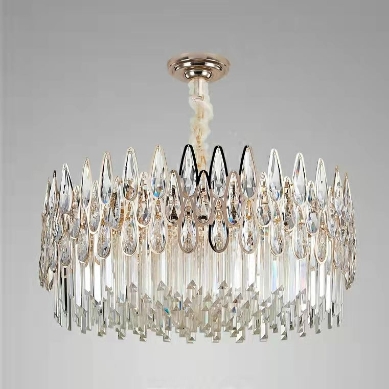 Modern Round/Rectangular Raindrop Crystal Chandelier for Low-ceiling-MEET LIGHTING