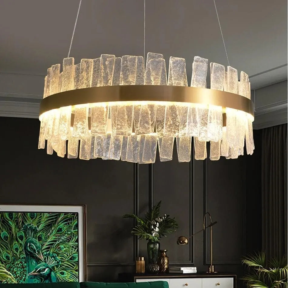 Flake Cross Crystal Round Chandelier-MEET LIGHTING