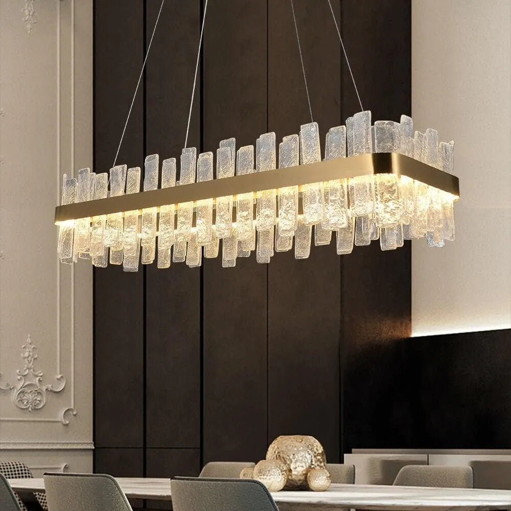 Flake Crystal Rectangle Chandelier-MEET LIGHTING