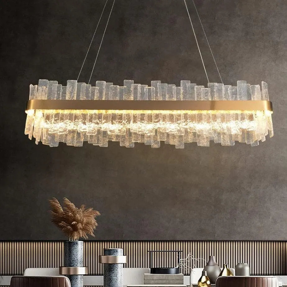 Flake Crystal Rectangle Chandelier-MEET LIGHTING