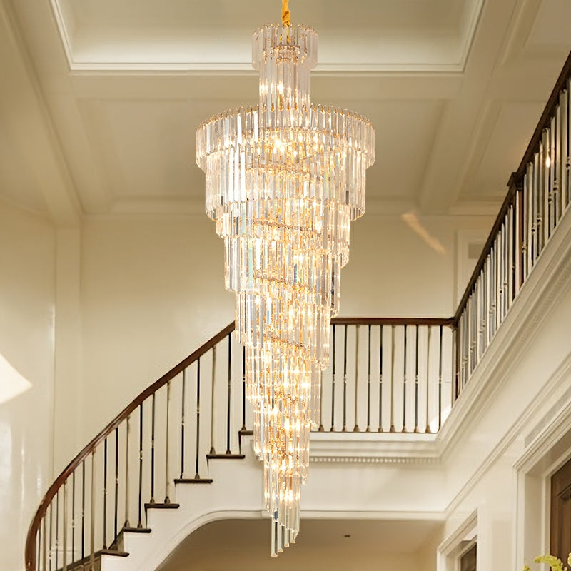 Tiered Foyer Staircase Spiral Crystal Chandelier Hotel Hall/ Entrance