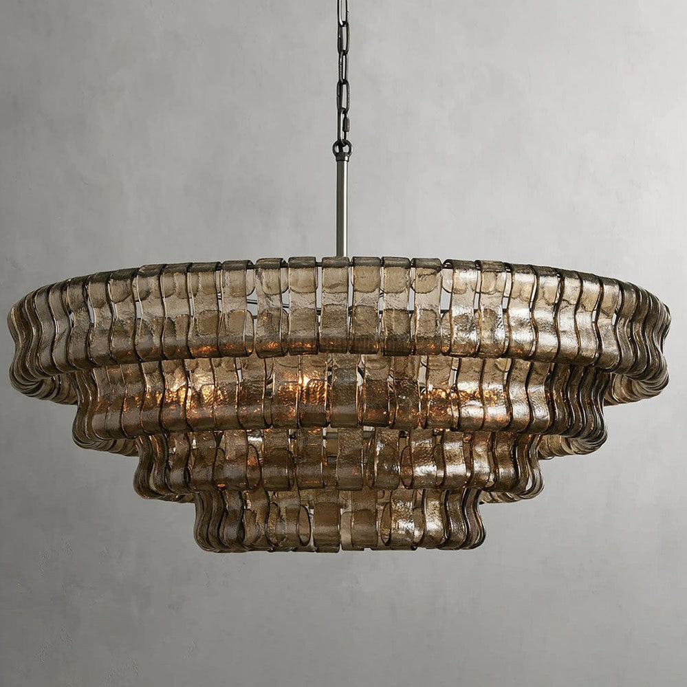 Ghiaccio Art Glass Round Chandelier 36"-MEET LIGHTING