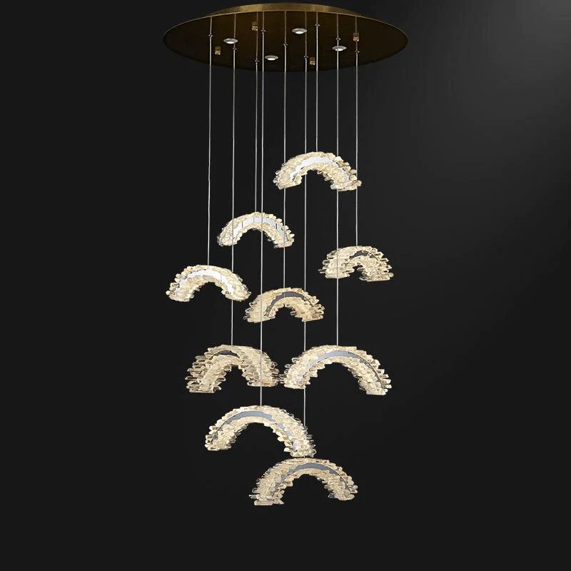 Gina Rock Crystal Crescent Chandelier-MEET LIGHTING