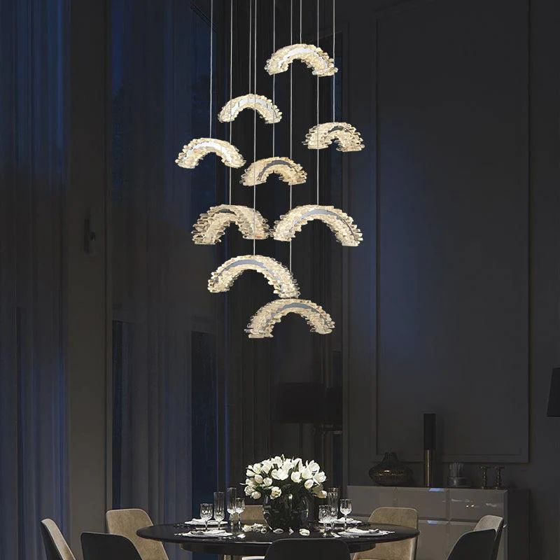 Gina Rock Crystal Crescent Chandelier-MEET LIGHTING