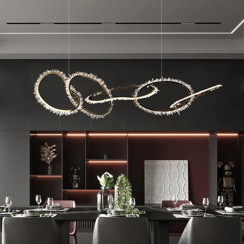 Gina Rock Crystal Irregular Round Chandelier-MEET LIGHTING
