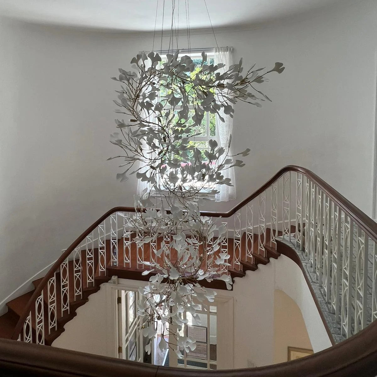 Ceramics Ginkgo Leaves Twig Chandelier Tree Branch Shaped Pendant Light For High Ceiling Living Room Hotel Hall-MEET LIGHTING
