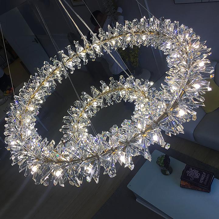 2 Wheel Frozen Ice Crystal Chandelier Light For Living Room Dining Hall-MEET LIGHTING