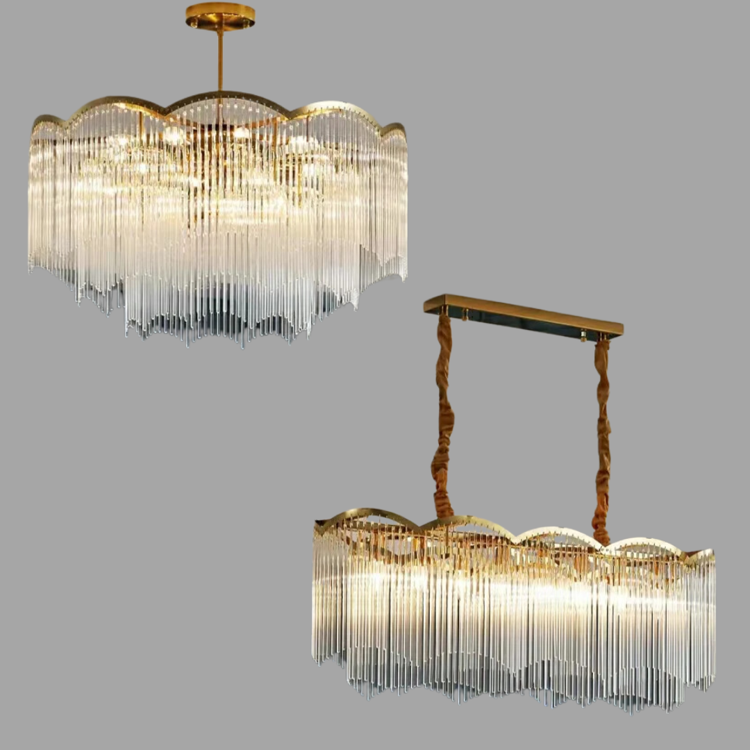 Elegant Lighting Chandelier Linear Crystal Lamp For Living/ Dining Room-MEET LIGHTING
