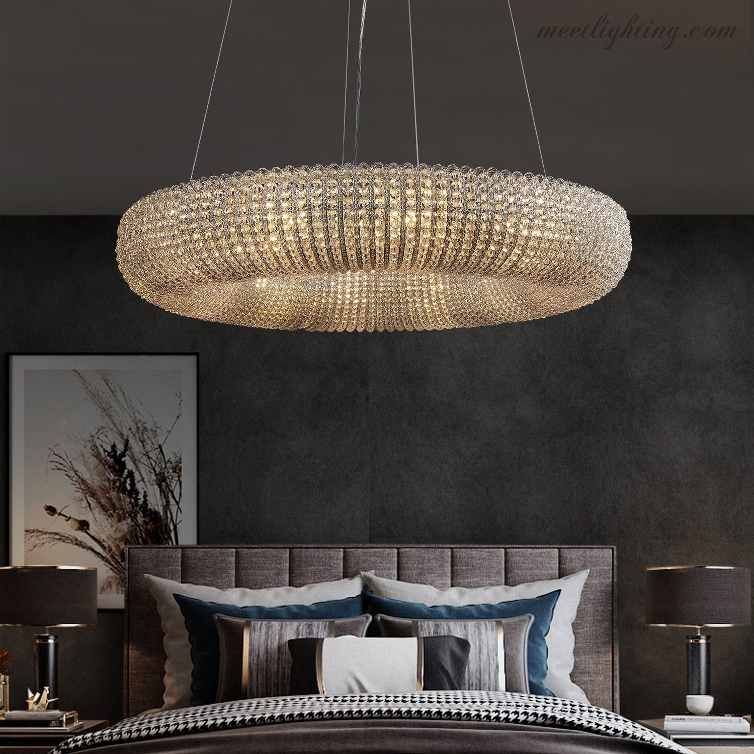 Halo Crystal Aperture Round Chandelier D41"-MEET LIGHTING