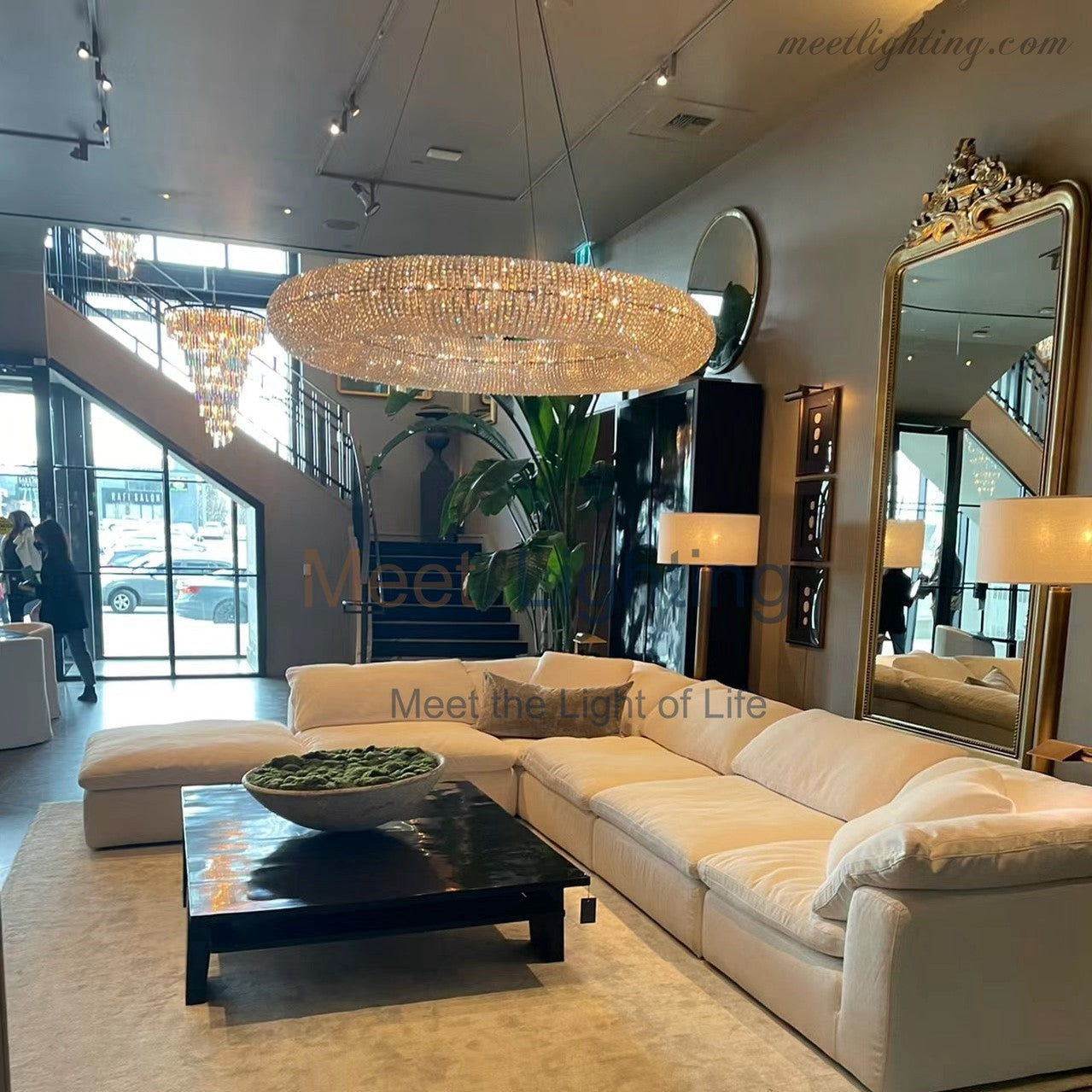 Halo Crystal Aperture Round Chandelier D59"-MEET LIGHTING