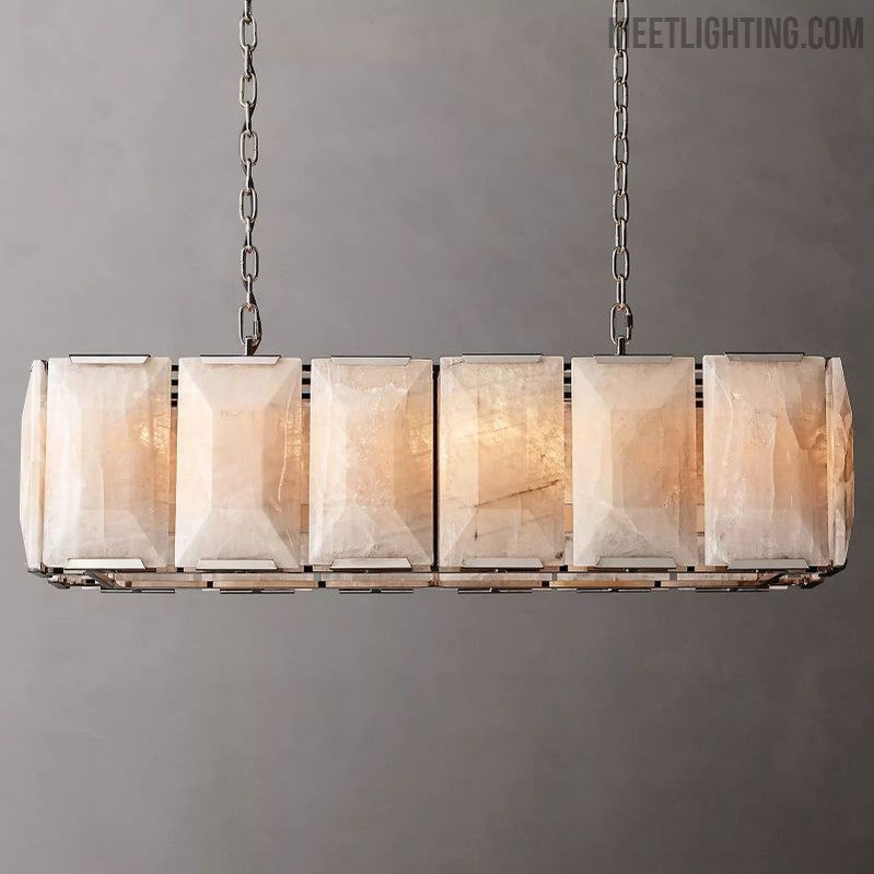 Harlow Calcite Rectangular Chandelier 42"-MEET LIGHTING