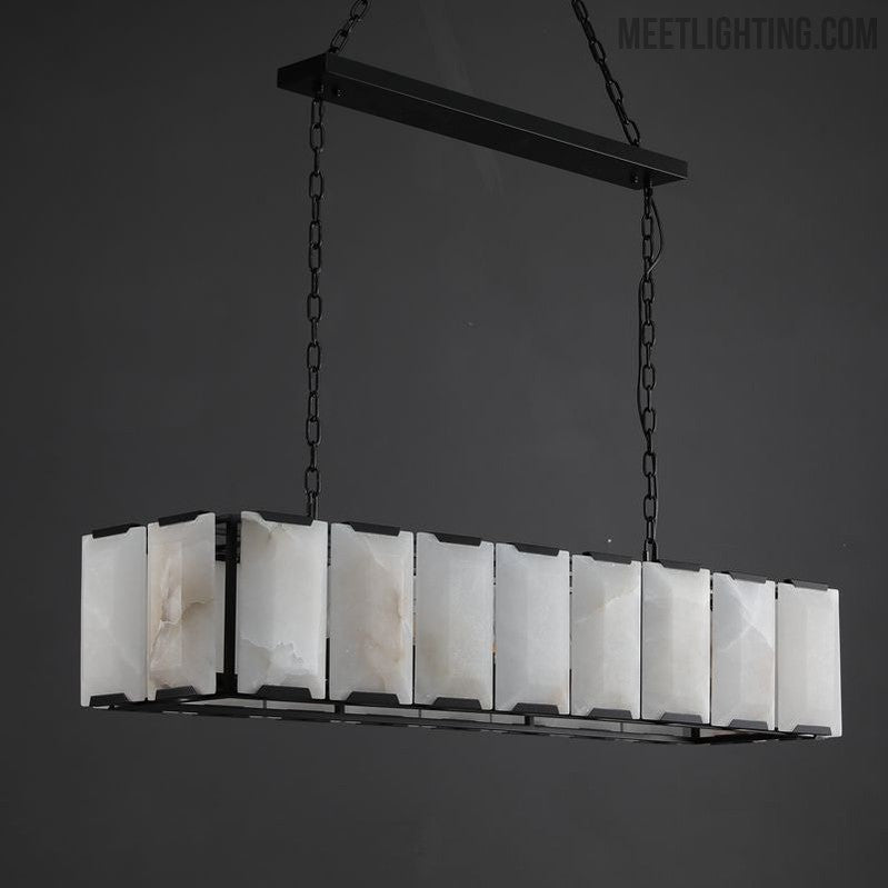 Harlow Calcite Rectangular Chandelier 55"-MEET LIGHTING