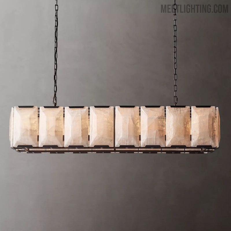Harlow Calcite Rectangular Chandelier 55"-MEET LIGHTING