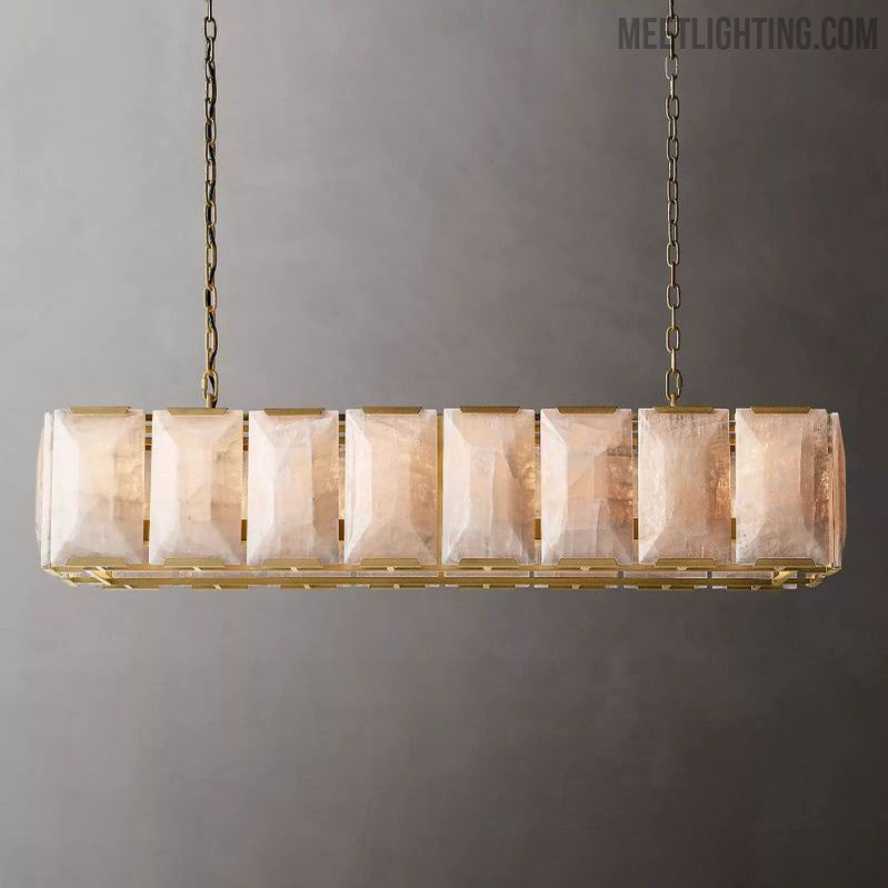 Harlow Calcite Rectangular Chandelier 55"-MEET LIGHTING