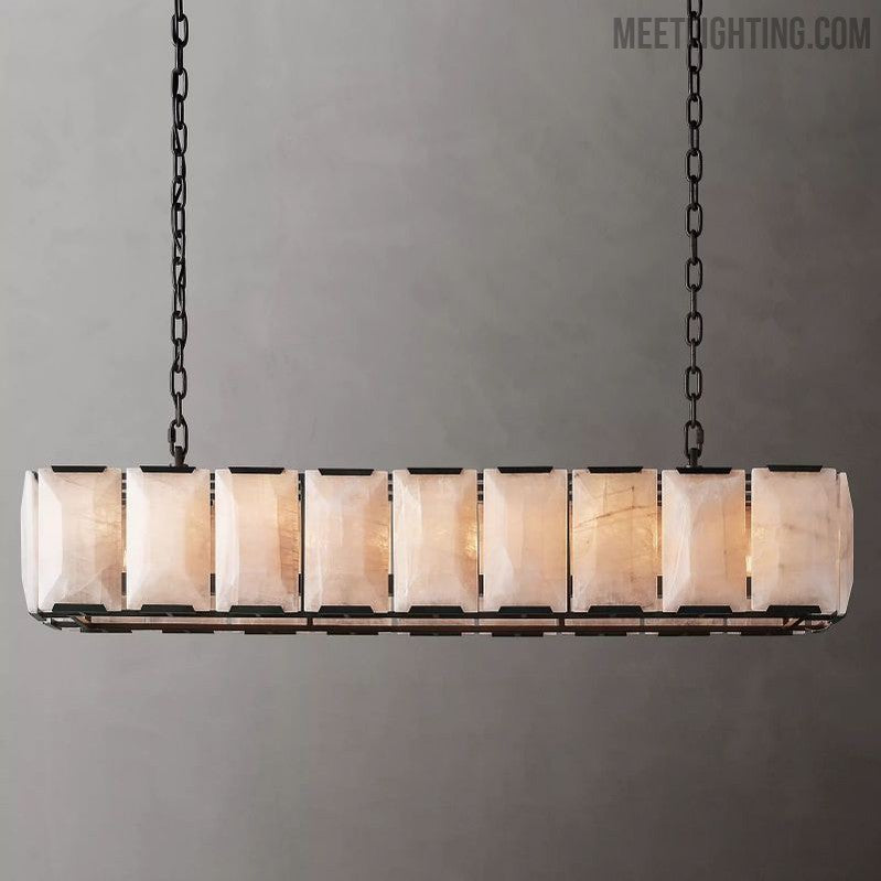 Harlow Calcite Rectangular Chandelier 62"-MEET LIGHTING
