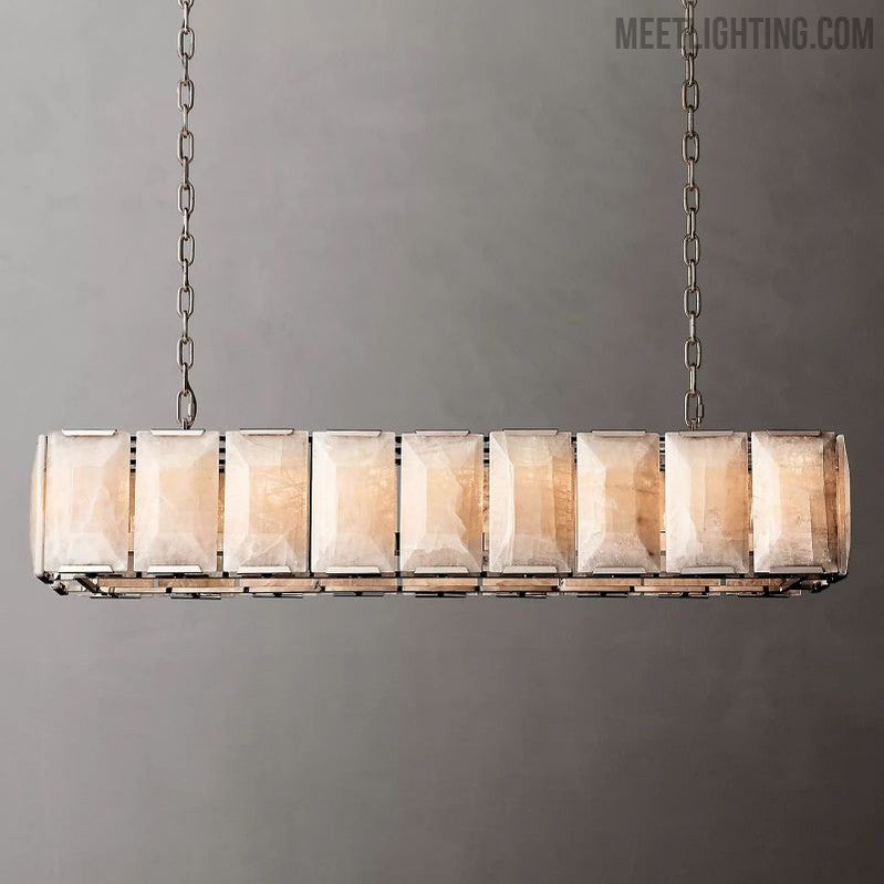Harlow Calcite Rectangular Chandelier 62"-MEET LIGHTING
