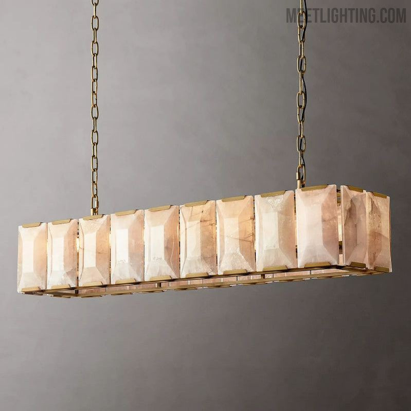 Harlow Calcite Rectangular Chandelier 62"-MEET LIGHTING