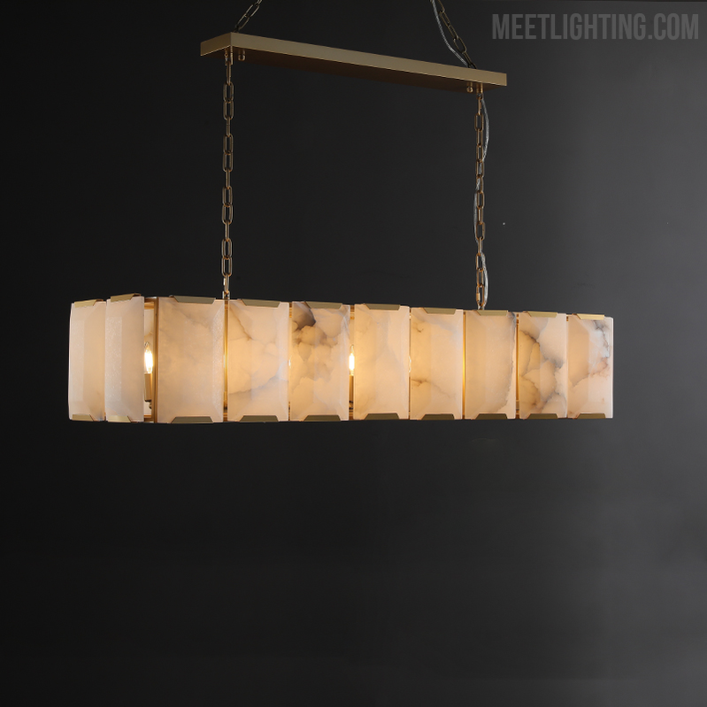 Harlow Calcite Rectangular Chandelier 74"-MEET LIGHTING