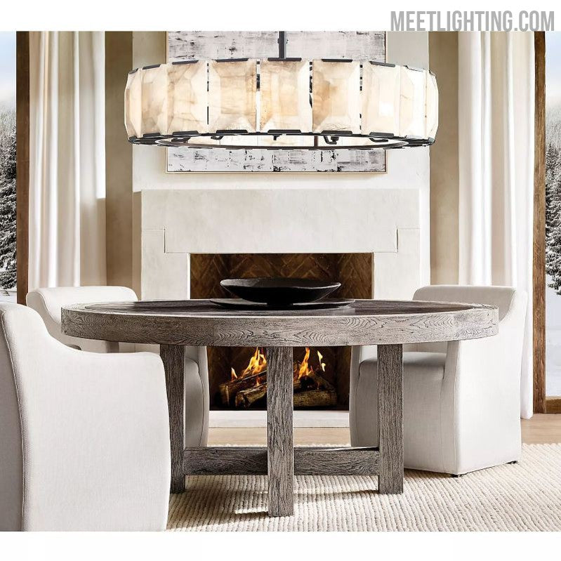 Harlow Calcite Round Chandelier 19"-MEET LIGHTING