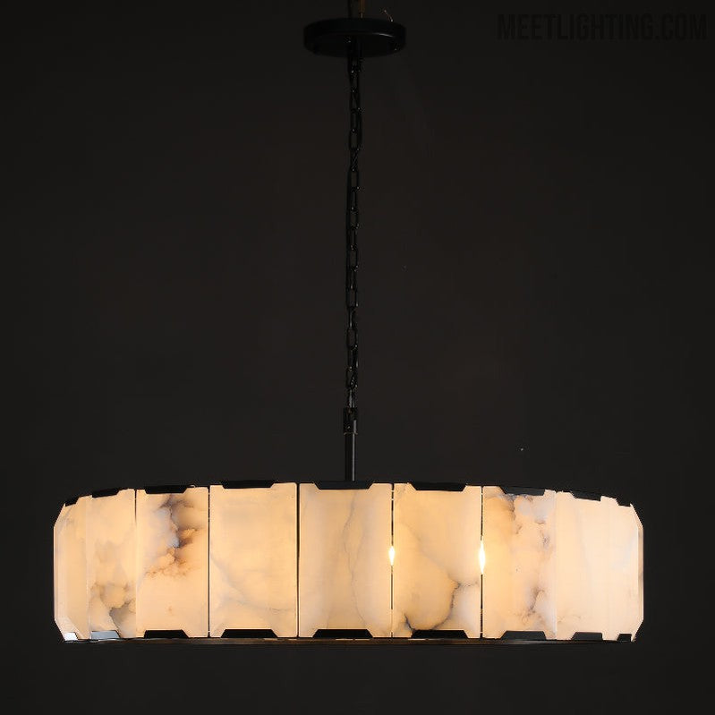 Harlow Calcite Round Chandelier 19"-MEET LIGHTING