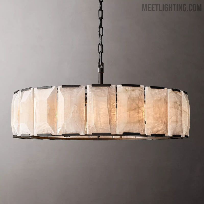 Harlow Calcite Round Chandelier 43"-MEET LIGHTING