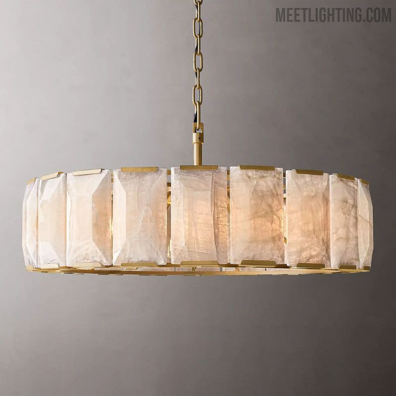Harlow Calcite Round Chandelier 43"-MEET LIGHTING