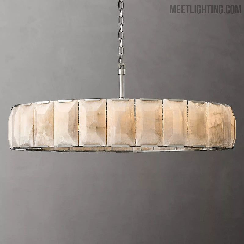 Harlow Calcite Round Chandelier 60"-MEET LIGHTING