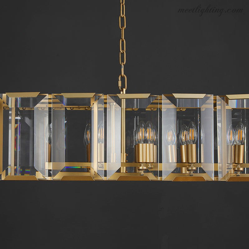 Harlow Crystal Rectangular Chandelier 42"-MEET LIGHTING