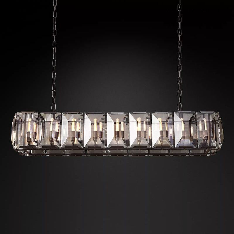 Harlow Crystal Rectangular Chandelier 62"-MEET LIGHTING