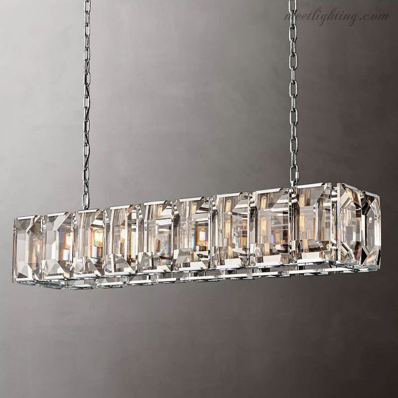 Harlow Crystal Rectangular Chandelier 62"-MEET LIGHTING