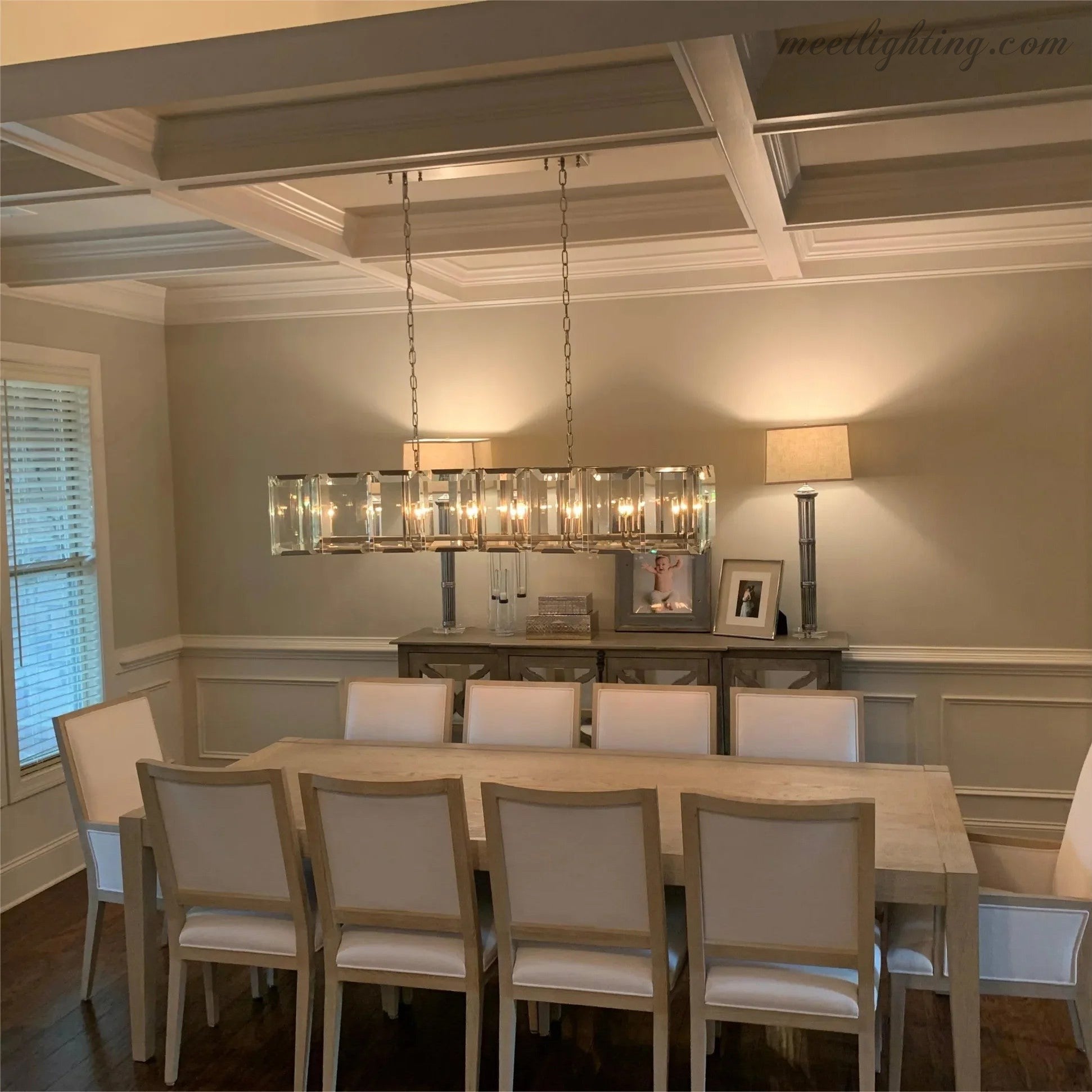 Harlow Crystal Rectangular Chandelier 62"-MEET LIGHTING