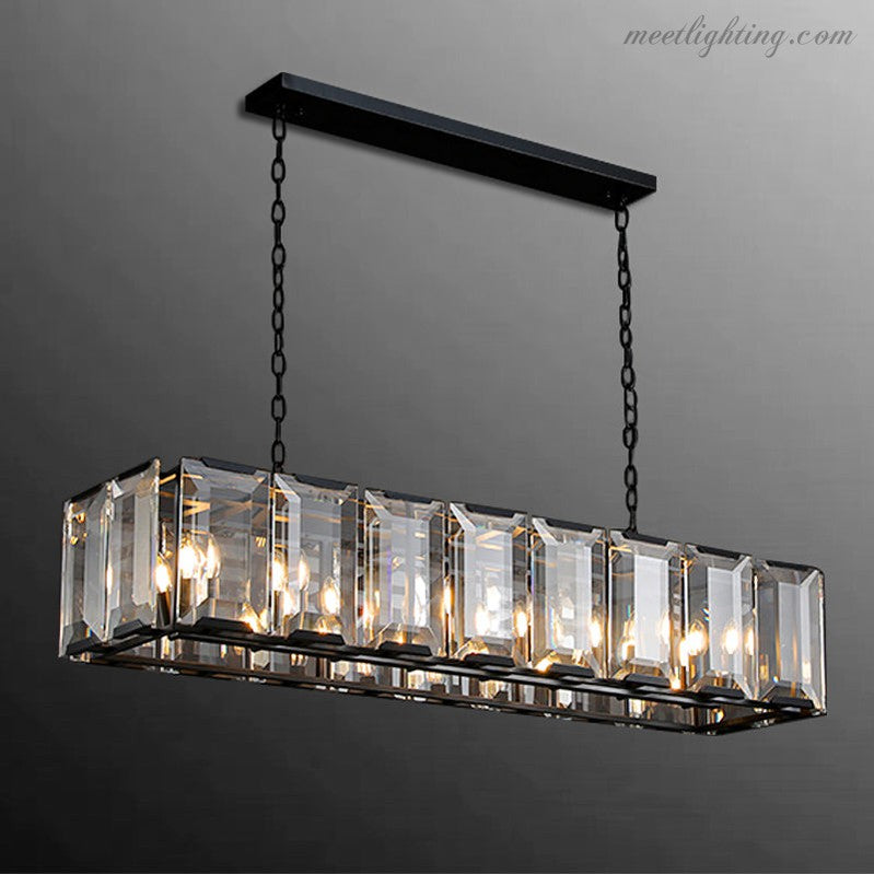 Harlow Crystal Rectangular Chandelier 62"-MEET LIGHTING