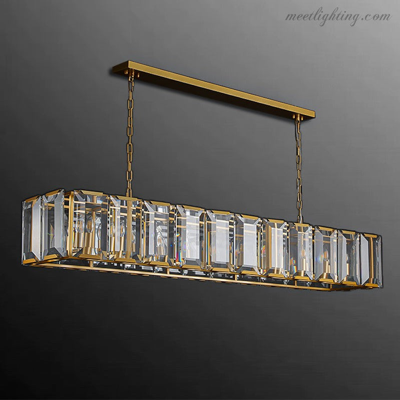 Harlow Crystal Rectangular Chandelier 62"-MEET LIGHTING