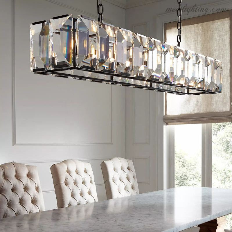 Harlow Crystal Rectangular Chandelier 74"-MEET LIGHTING