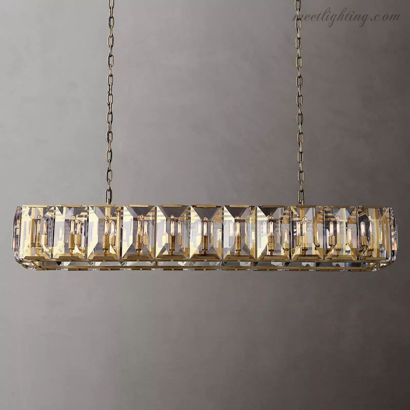 Harlow Crystal Rectangular Chandelier 74"-MEET LIGHTING
