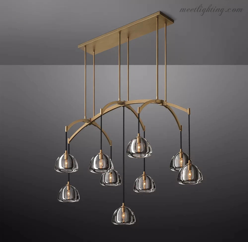 Hemisphere Modern Glass Linear Chandelier 54''-MEET LIGHTING