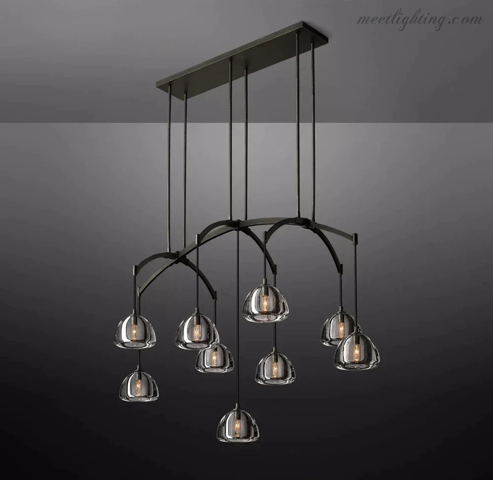 Hemisphere Modern Glass Linear Chandelier 54''-MEET LIGHTING