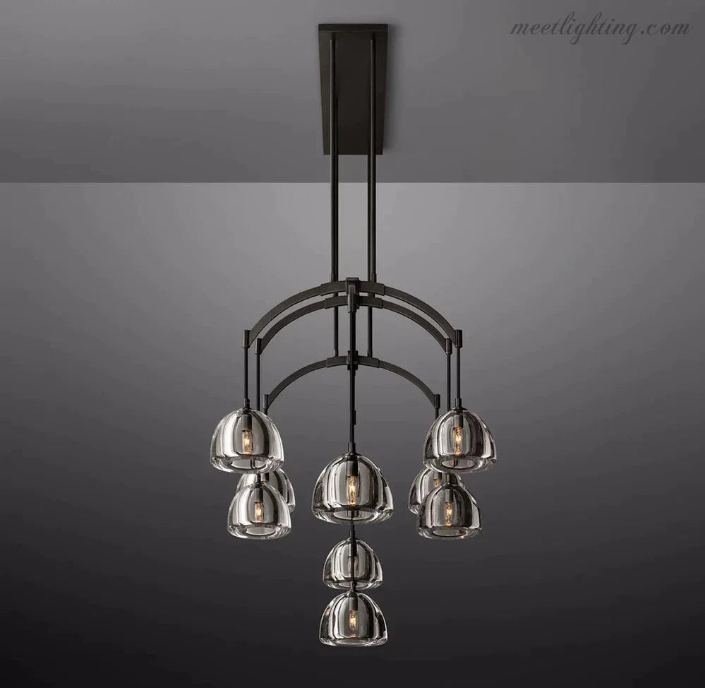 Hemisphere Modern Glass Linear Chandelier 54''-MEET LIGHTING