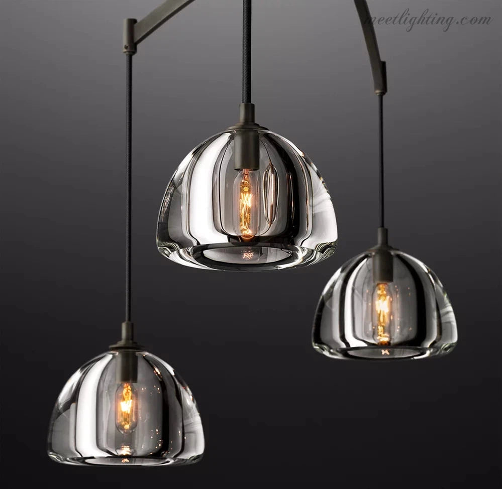 Hemisphere Modern Glass Linear Chandelier 54''-MEET LIGHTING