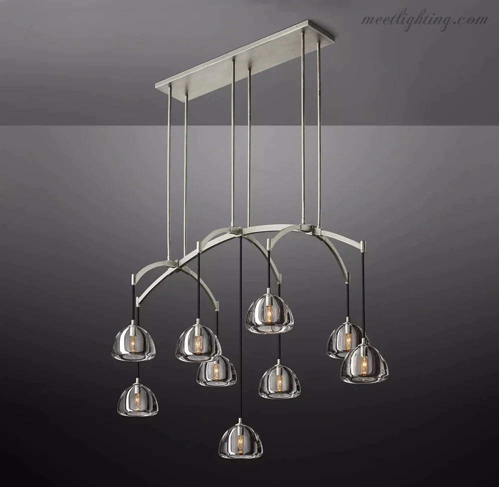 Hemisphere Modern Glass Linear Chandelier 54''-MEET LIGHTING