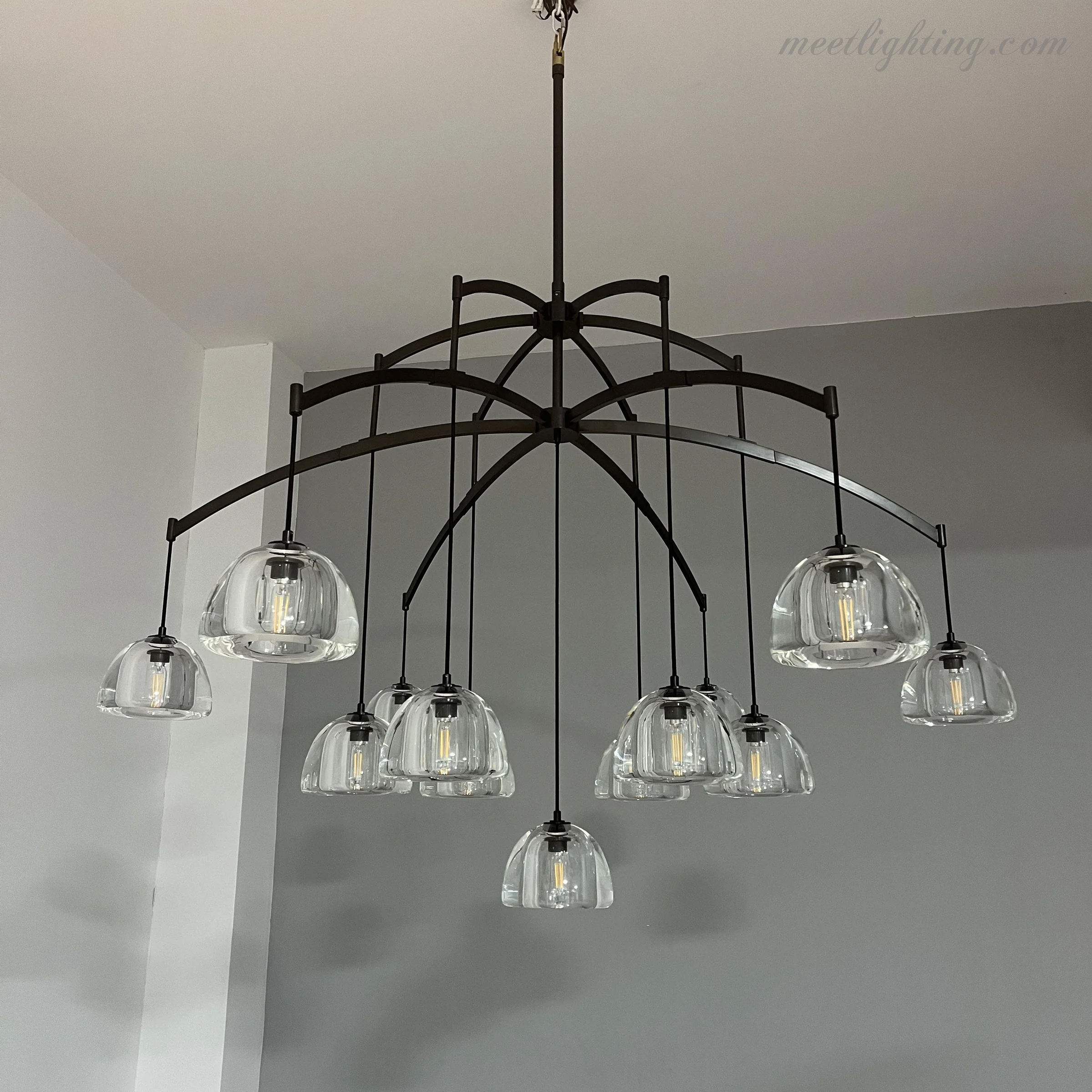 Hemisphere Modern Glass Linear Chandelier 54''-MEET LIGHTING