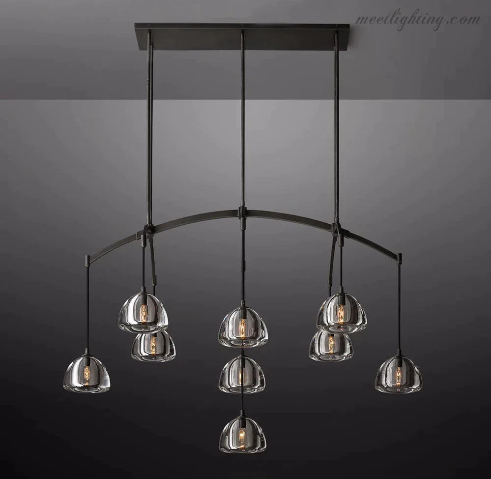 Hemisphere Modern Glass Linear Chandelier 54''-MEET LIGHTING