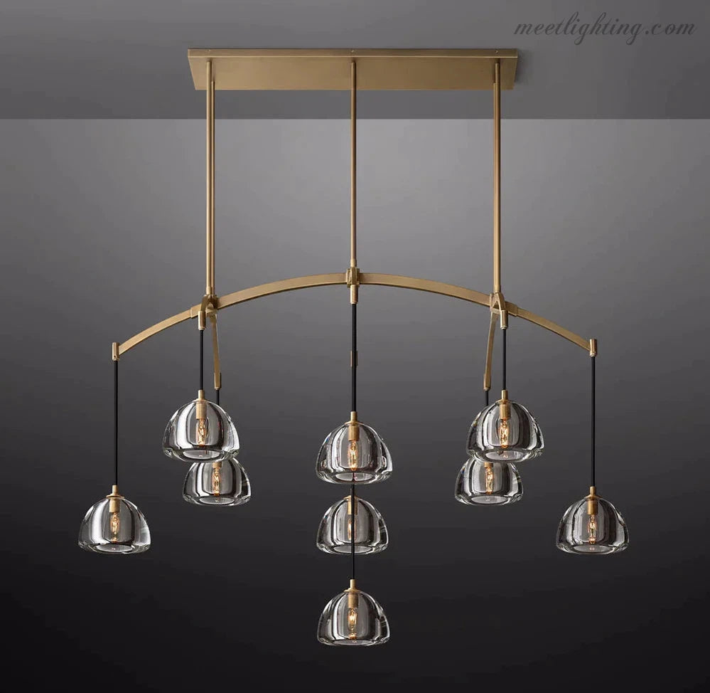 Hemisphere Modern Glass Linear Chandelier 54''-MEET LIGHTING