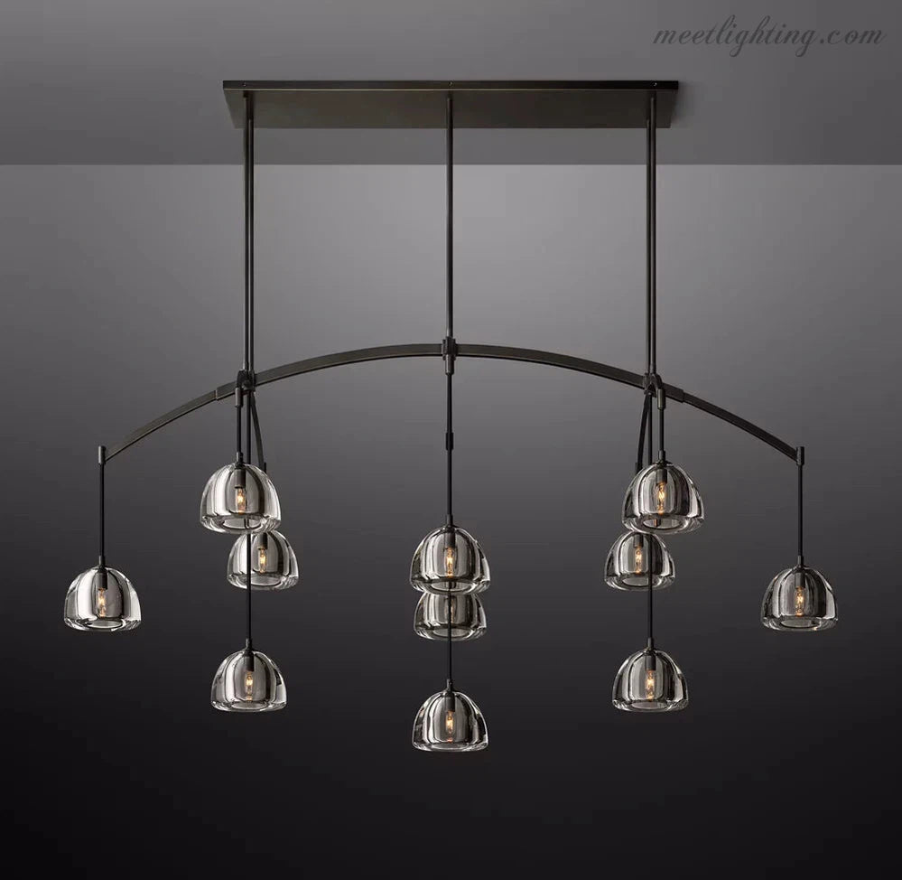 Hemisphere Modern Glass Linear Chandelier 72''-MEET LIGHTING