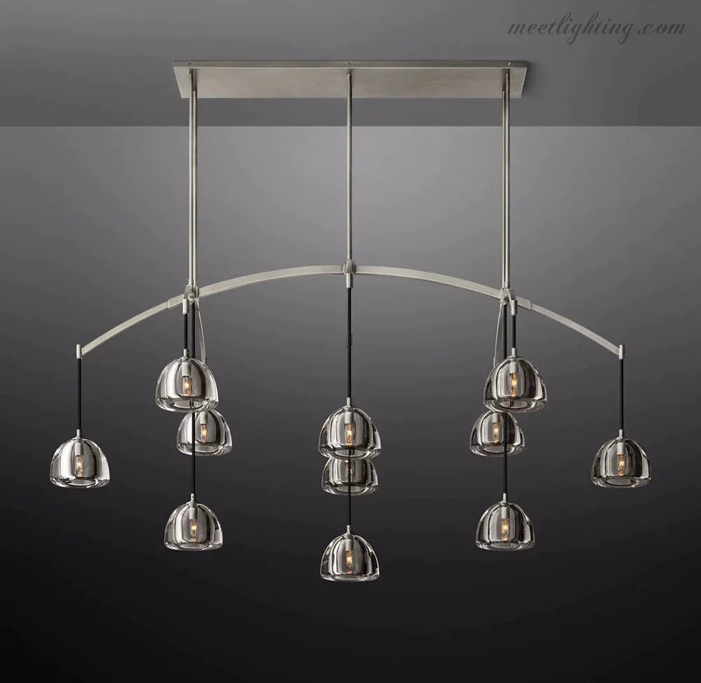 Hemisphere Modern Glass Linear Chandelier 72''-MEET LIGHTING