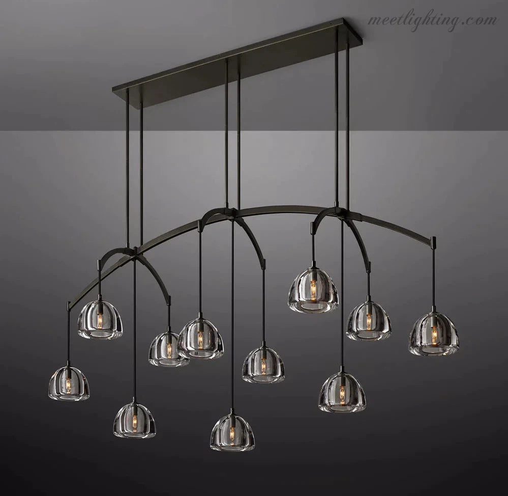 Hemisphere Modern Glass Linear Chandelier 72''-MEET LIGHTING