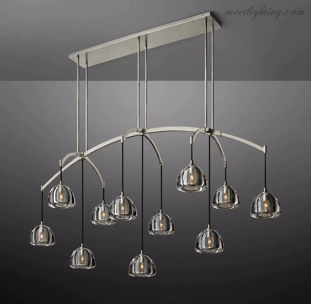 Hemisphere Modern Glass Linear Chandelier 72''-MEET LIGHTING