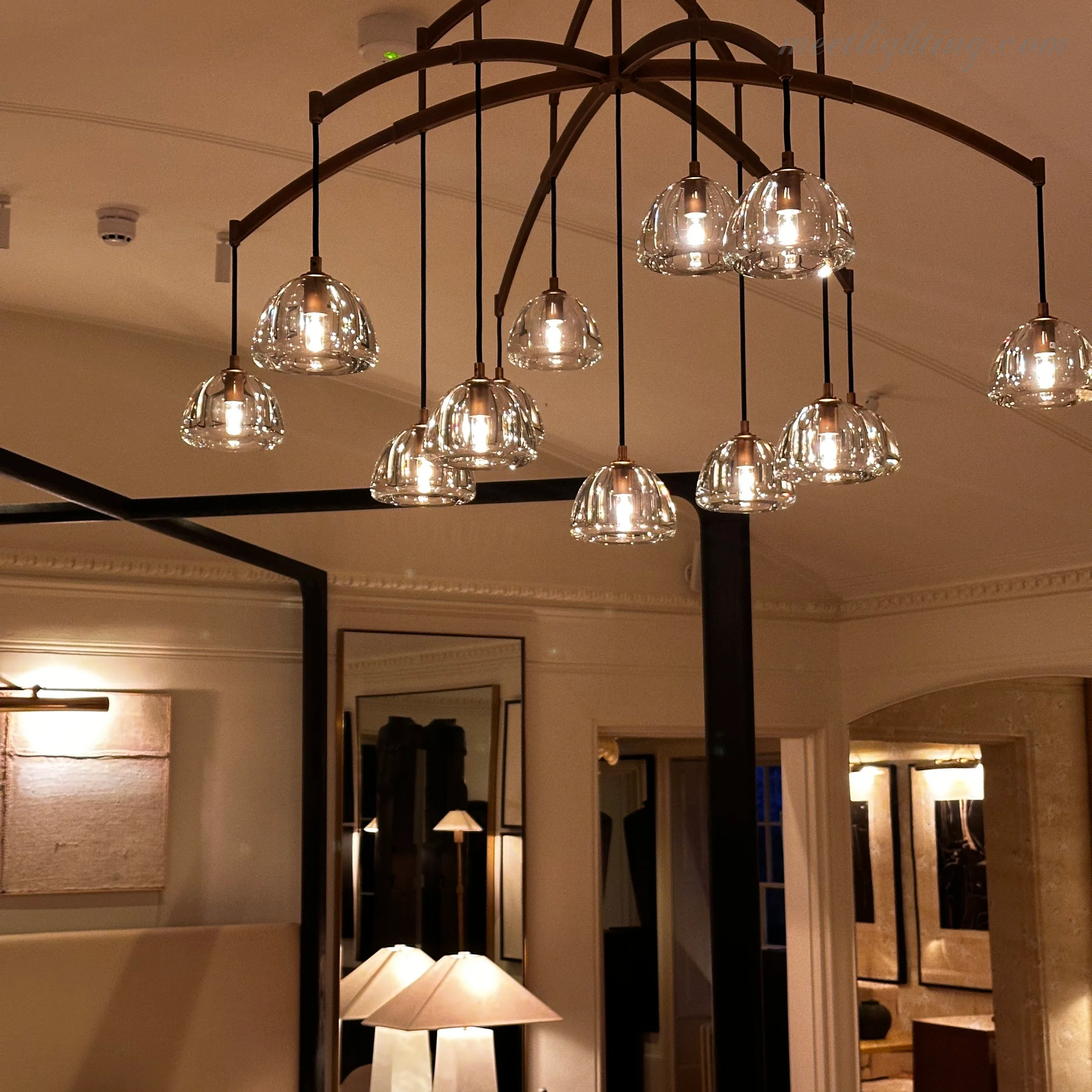 Hemisphere Modern Glass Linear Chandelier 72''-MEET LIGHTING