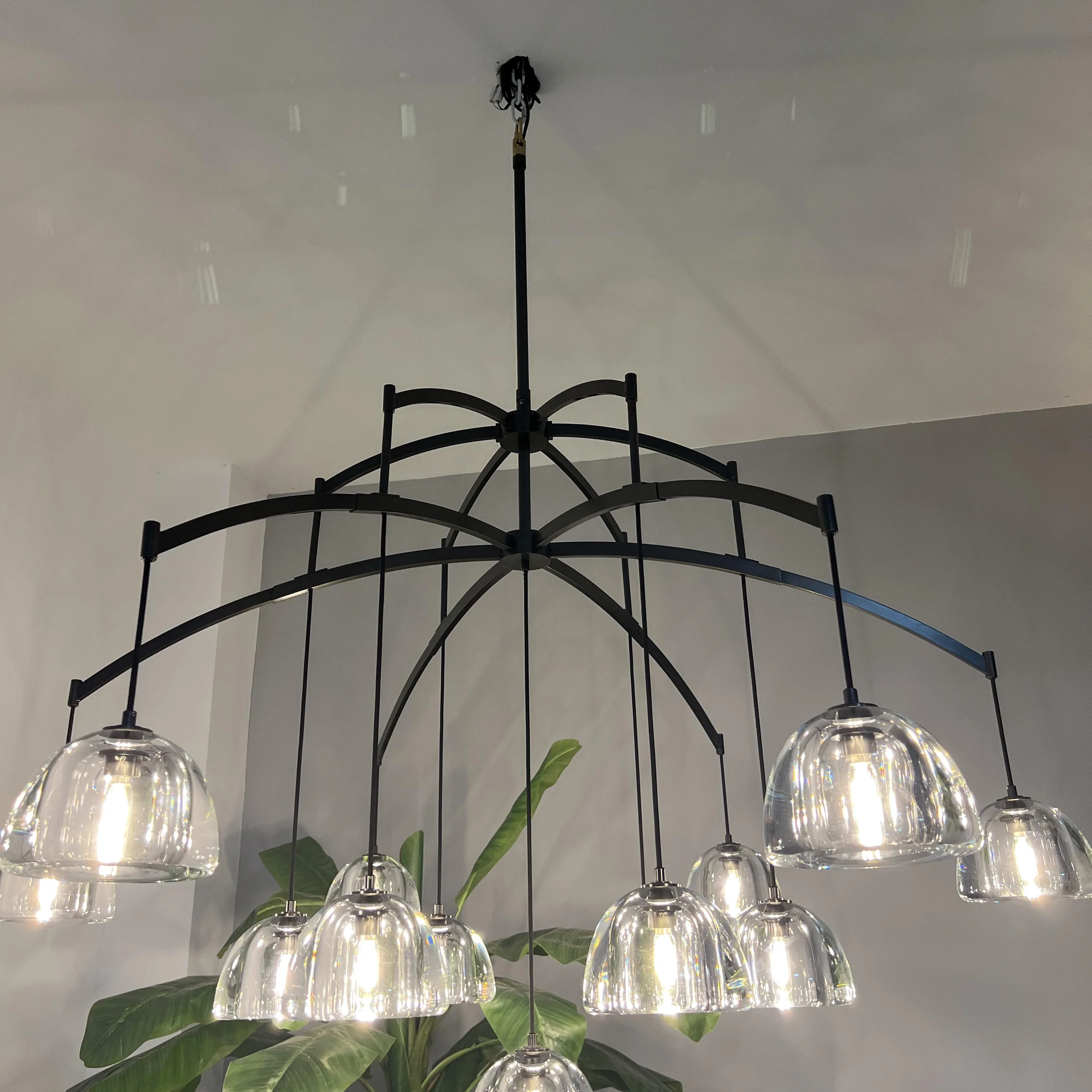 Hemisphere Modern Glass Linear Chandelier 72''-MEET LIGHTING