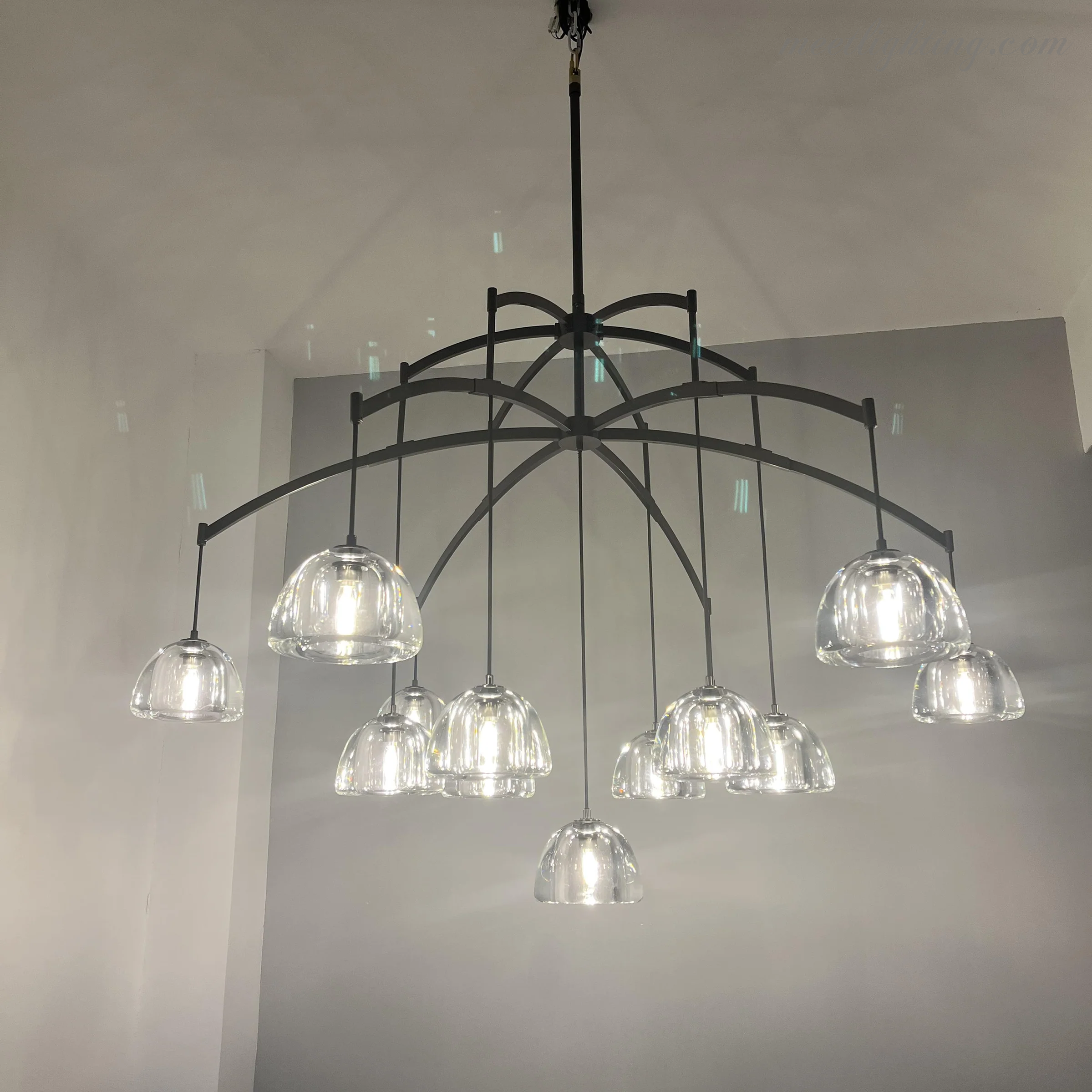 Hemisphere Modern Glass Linear Chandelier 72''-MEET LIGHTING